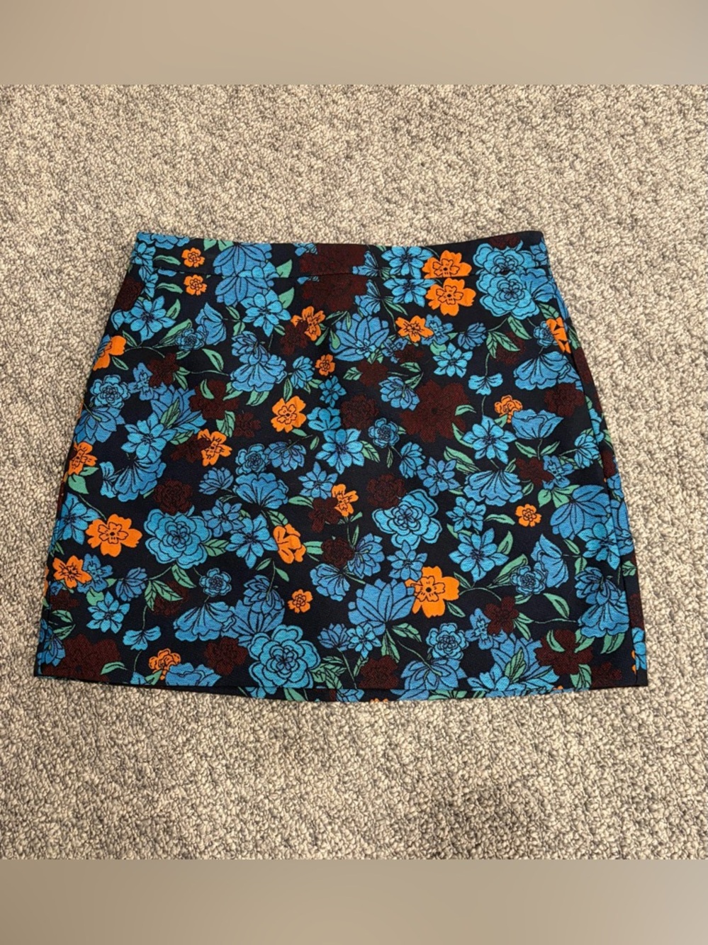 LOFT Floral Mini Skirt - Blue & Orange NWT